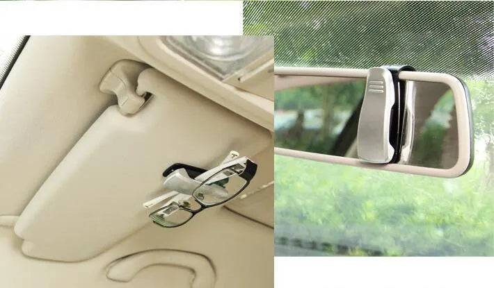 Car sun visor glasses clip holder with soft pad jaws holding sunglasses