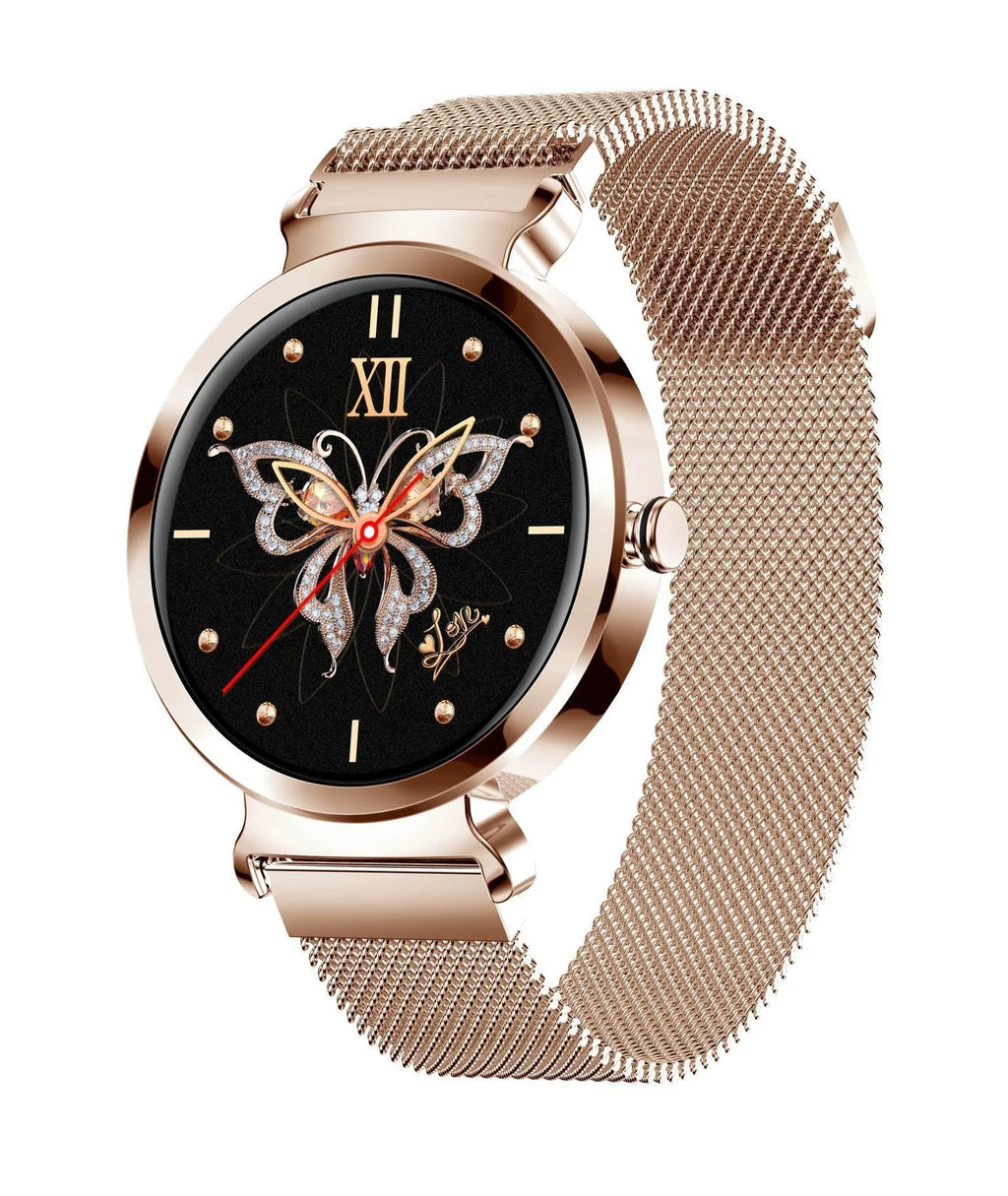 Zinc alloy smart bracelet with 1.28-inch colour display in silver steel finish showing adjustable strap