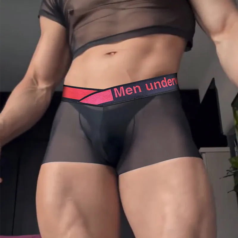 Men's low waist underwear with gradient laser design in breathable nylon modal fabric