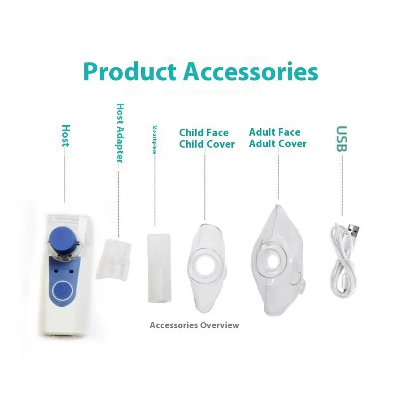 White columnar USB handheld nebuliser with single mist outlet for children's respiratory treatments