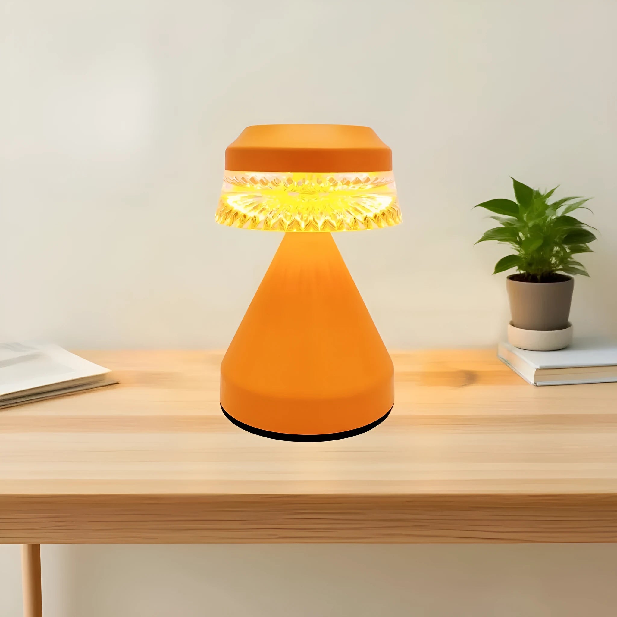 Black brown orange USB LED night lamp with three-colour electrodeless dimming for bedroom use