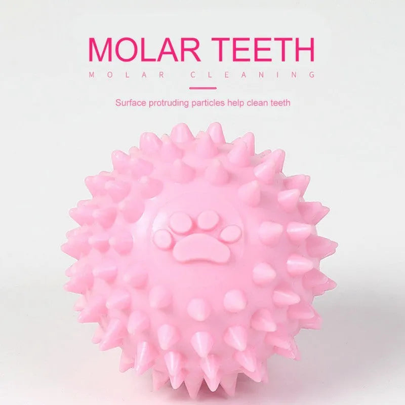 TPR dog chewing toy 6cm rubber ball with footprint texture for pet tooth cleaning