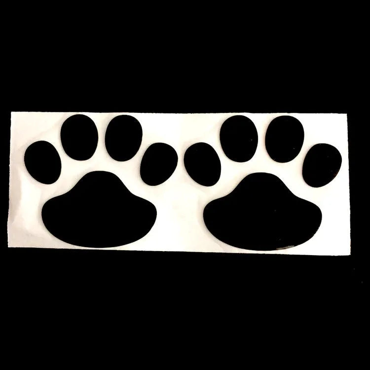 PVC car sticker with hand-shaped brush dog footprints pattern in silver colour, 7cm long.