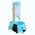 Adjustable plastic pet drinking bowl with rod lifting mechanism in pink colour