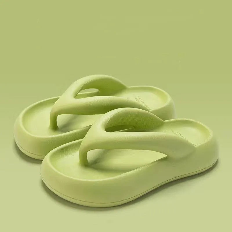 Solid colour EVA flip-flops with a thick sole, bow detail, and thong strap on a plain background.