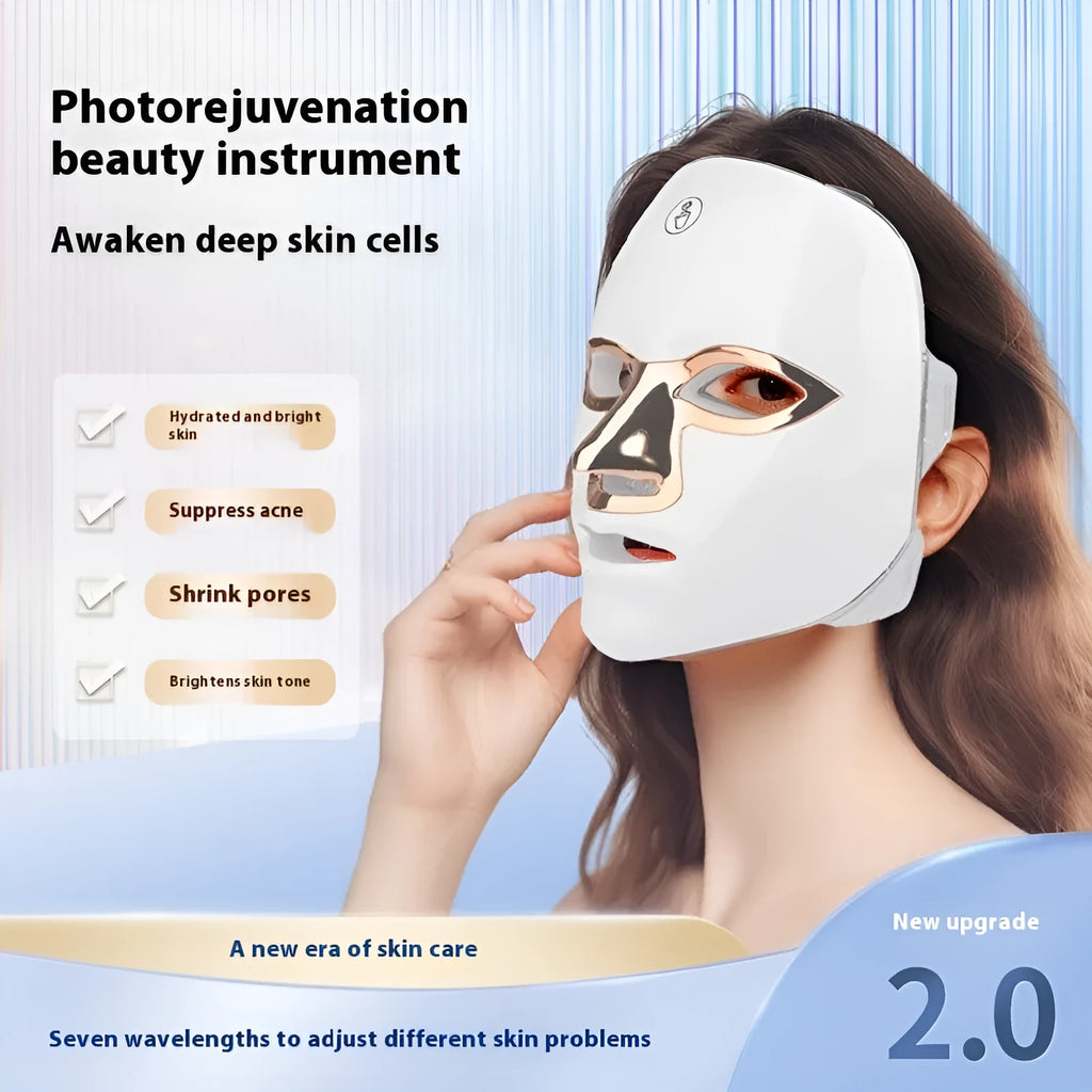 Rechargeable manual touch LED beauty mask in ABS plastic with adjustable strap