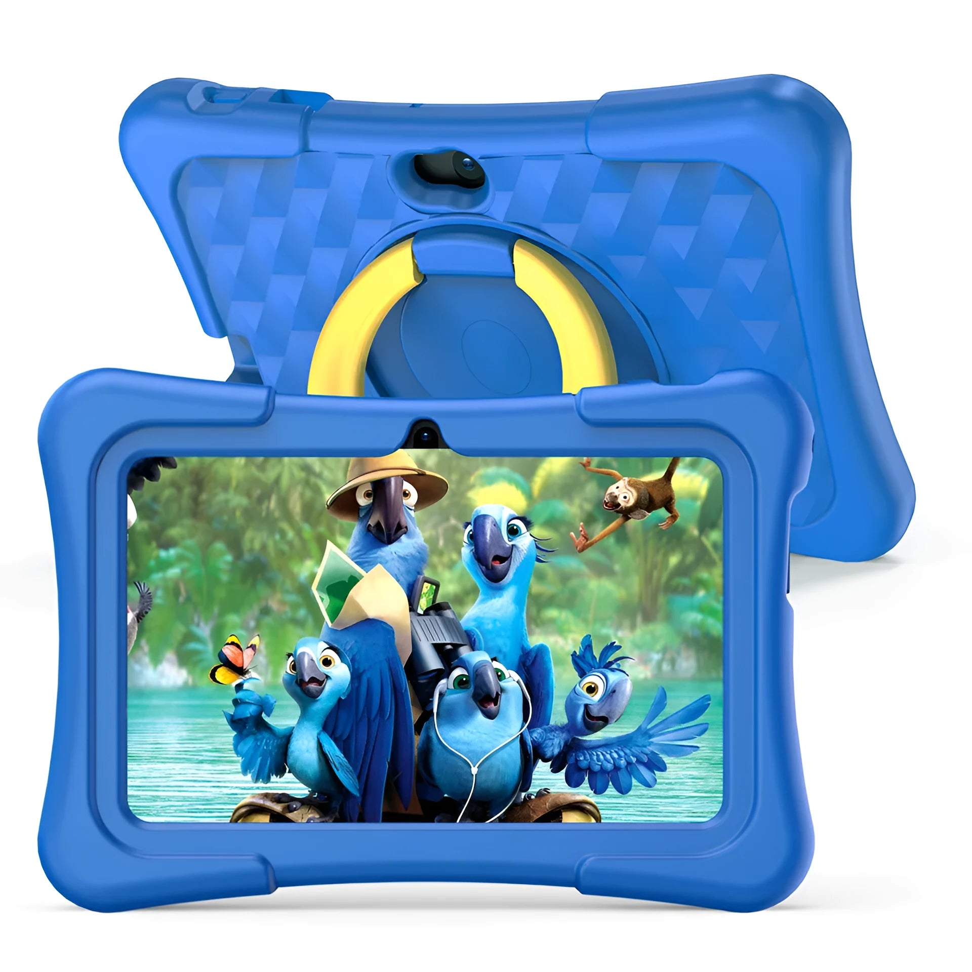 7-inch children's educational tablet with protective silicone cover in pink or blue colour
