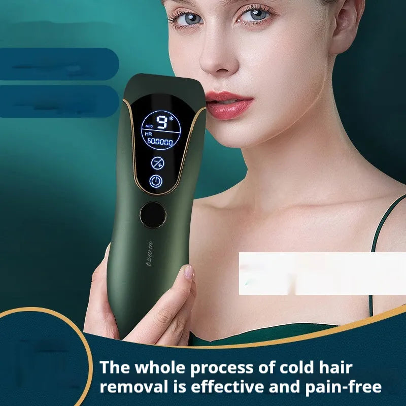Freezing point hair removal device for whole body use in sundial green colour