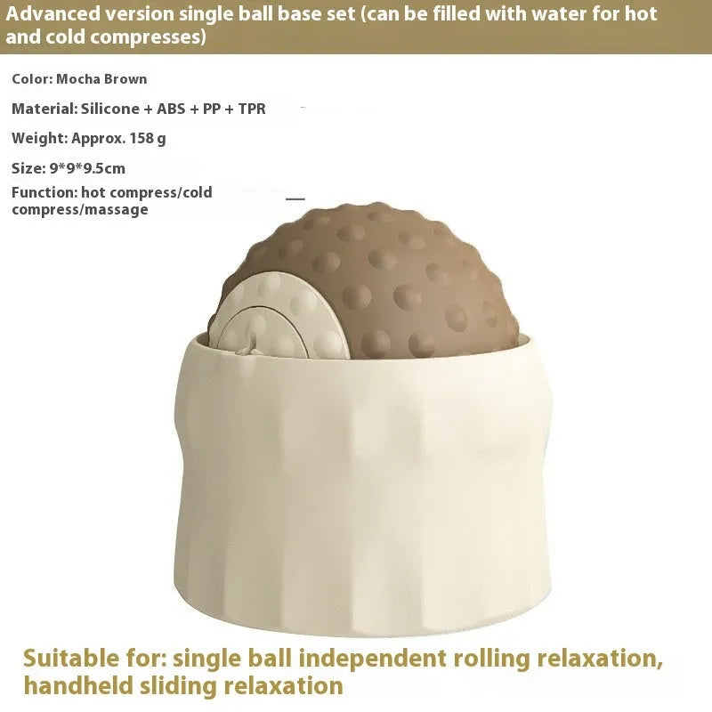 Massage ball set for cold and hot compress therapy in caramel mocha and green colours