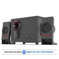 Wooden 2.1 multimedia speaker with USB power, bass boost, knob control, and Bluetooth version colour option.