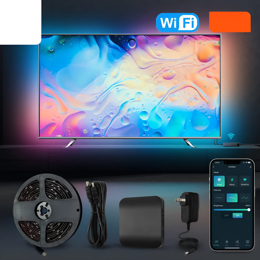 Smart LED light strip for television backlighting with voice control and three length options.