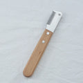 Wooden handle pet stripping comb for grooming dogs and cats, shown in two size options.