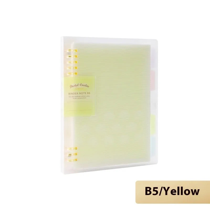 Refillable spiral notebook in A5 and B5 sizes with colourful PP cover options