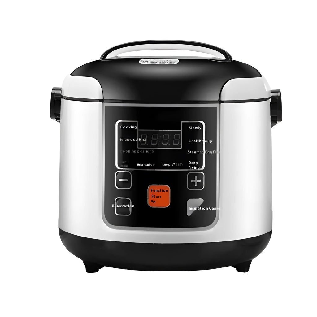 Black vehicle-mounted rice cooker 12V 24V with stainless steel inner pot 2L capacity 220x220x230mm