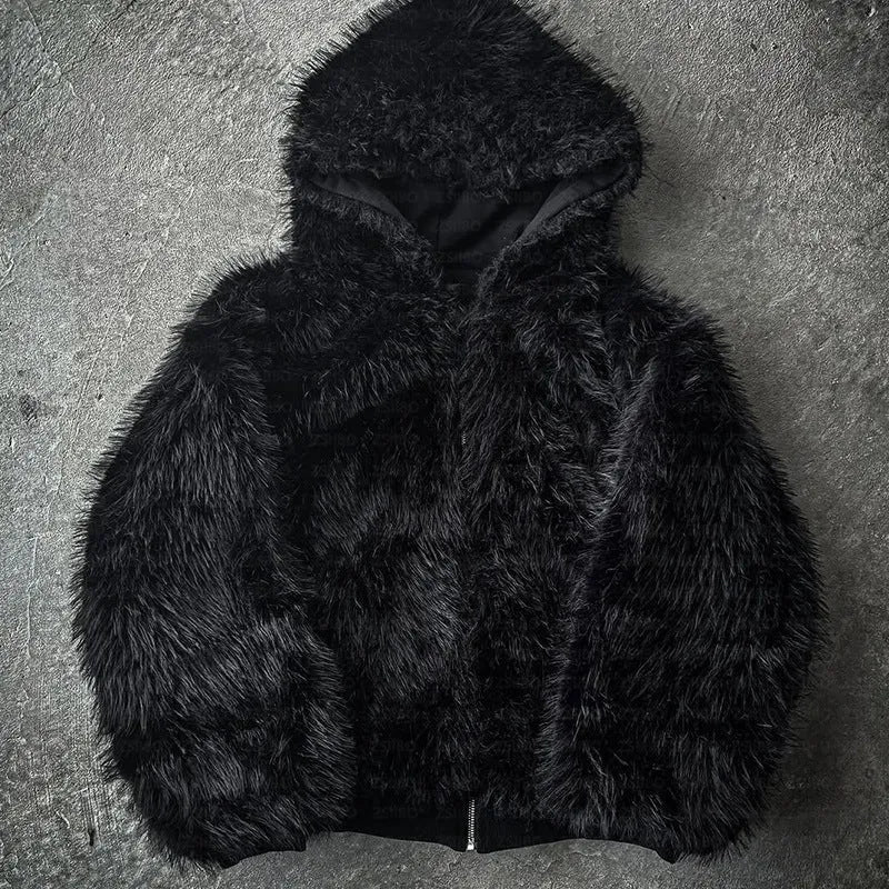 Casual solid colour baggy polyester coat for men and women in black or white