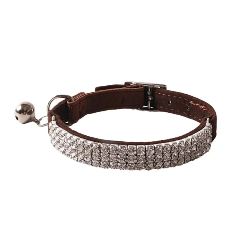 Cat collar with elastic buckle in six colour options showing flocking material texture