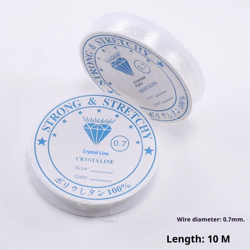 Clear white elastic fishing line spool for jewellery making with six diameter options