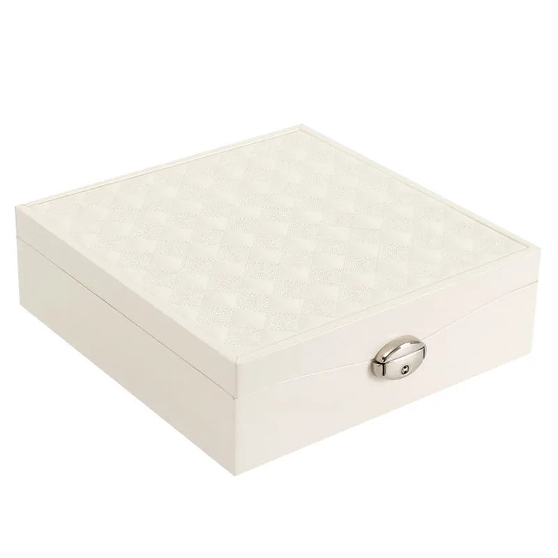 Large capacity jewellery storage box with necklace and ring organiser compartments in red colour