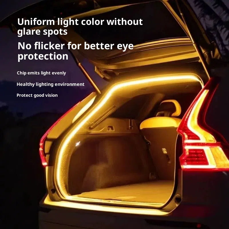 Universal car rear trunk tail light strip with white light and pin connectors for boot illumination