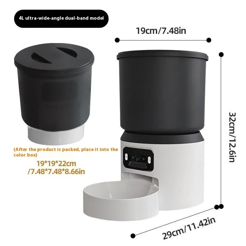 4L smart pet feeder with camera and stainless steel bowl