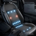 Black minimalist car seat cooling pad with USB cable for 12V/24V power connection.