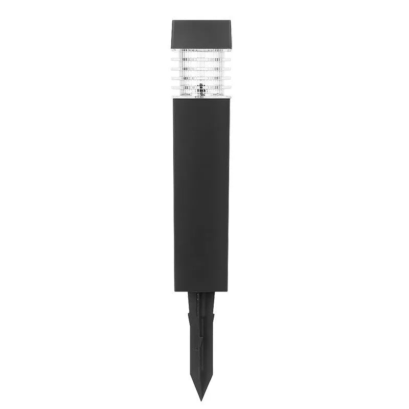 White cuboid solar lawn ground lamp for outdoor garden lighting.