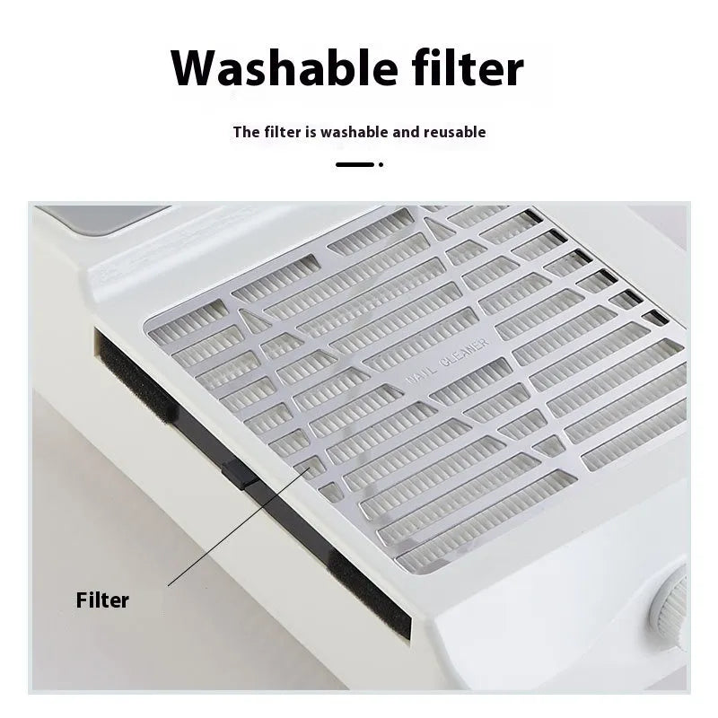 White four-in-one nail polisher machine with vacuum cleaner attachment and dual voltage options