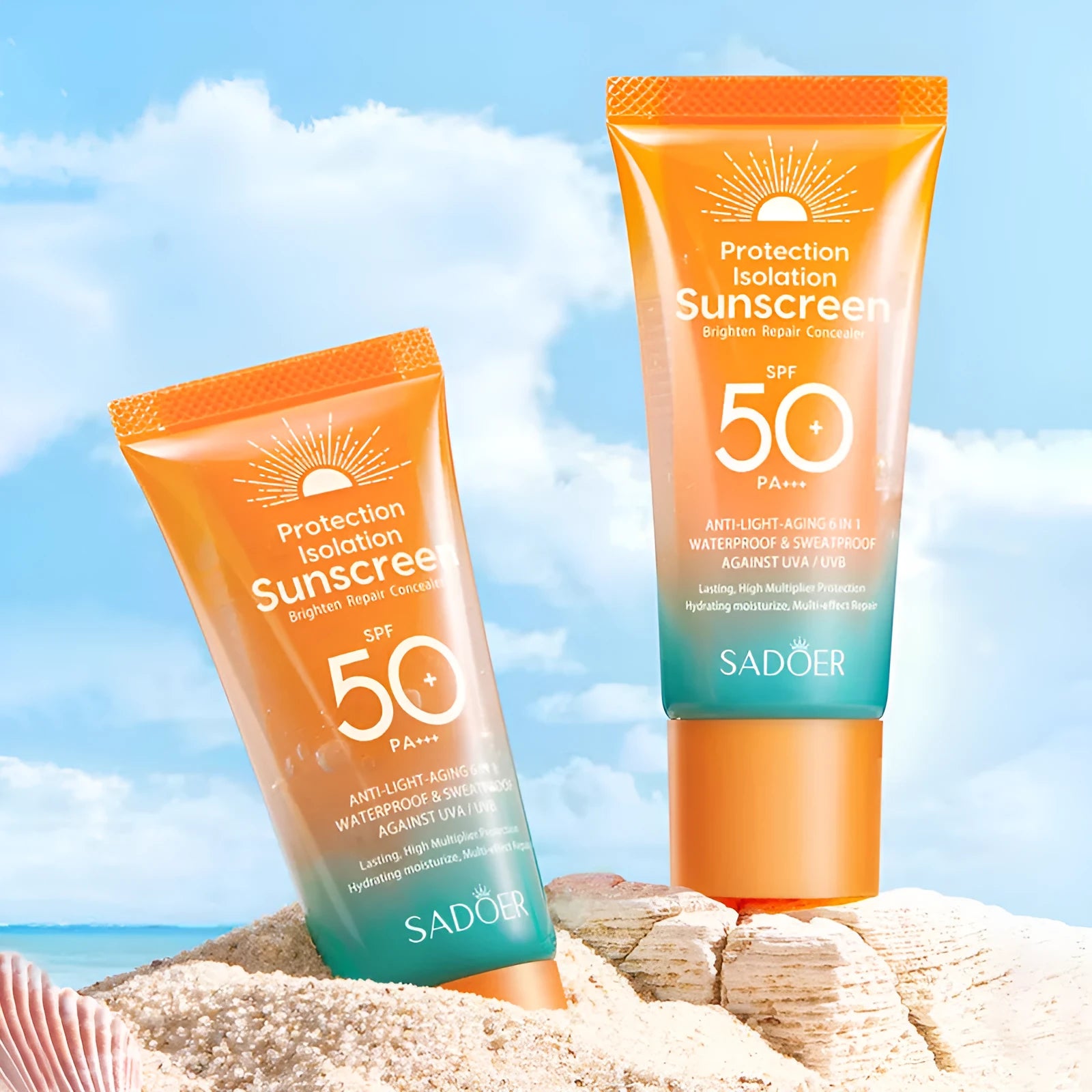 50g tube of double tube multi-effect repair isolation sunscreen with universal formula