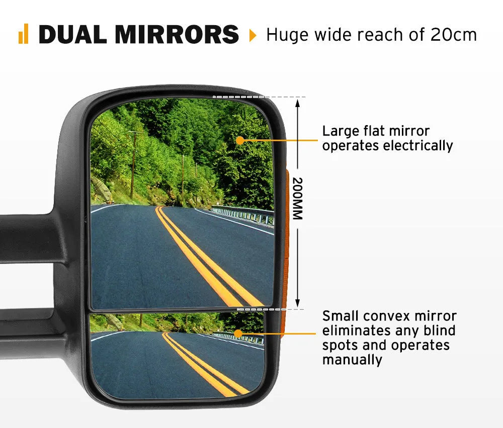 Black electric exterior rear view mirror for Nissan NP300 D23 2015 onward model