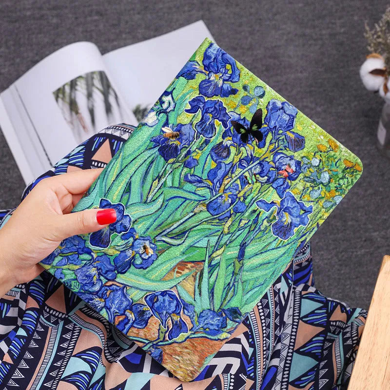 Handmade liquid silicone iPad flip case with floral decorative design