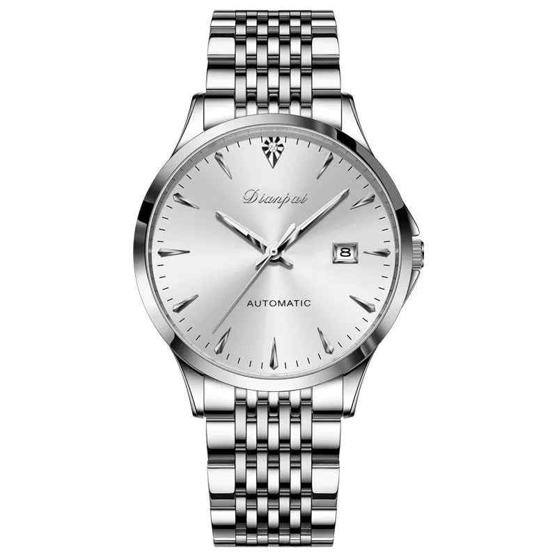 Men's stainless steel automatic watch with simple dial design in various colour options