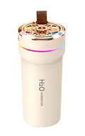 Mini USB car humidifier with starry sky projection light, plastic body, 0.5-1L tank, white black or khaki