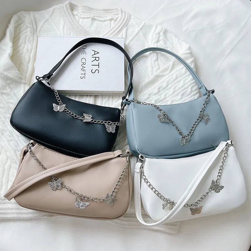 Fashion butterfly chain underarm bag in European retro style with chain detailing and internal organisation
