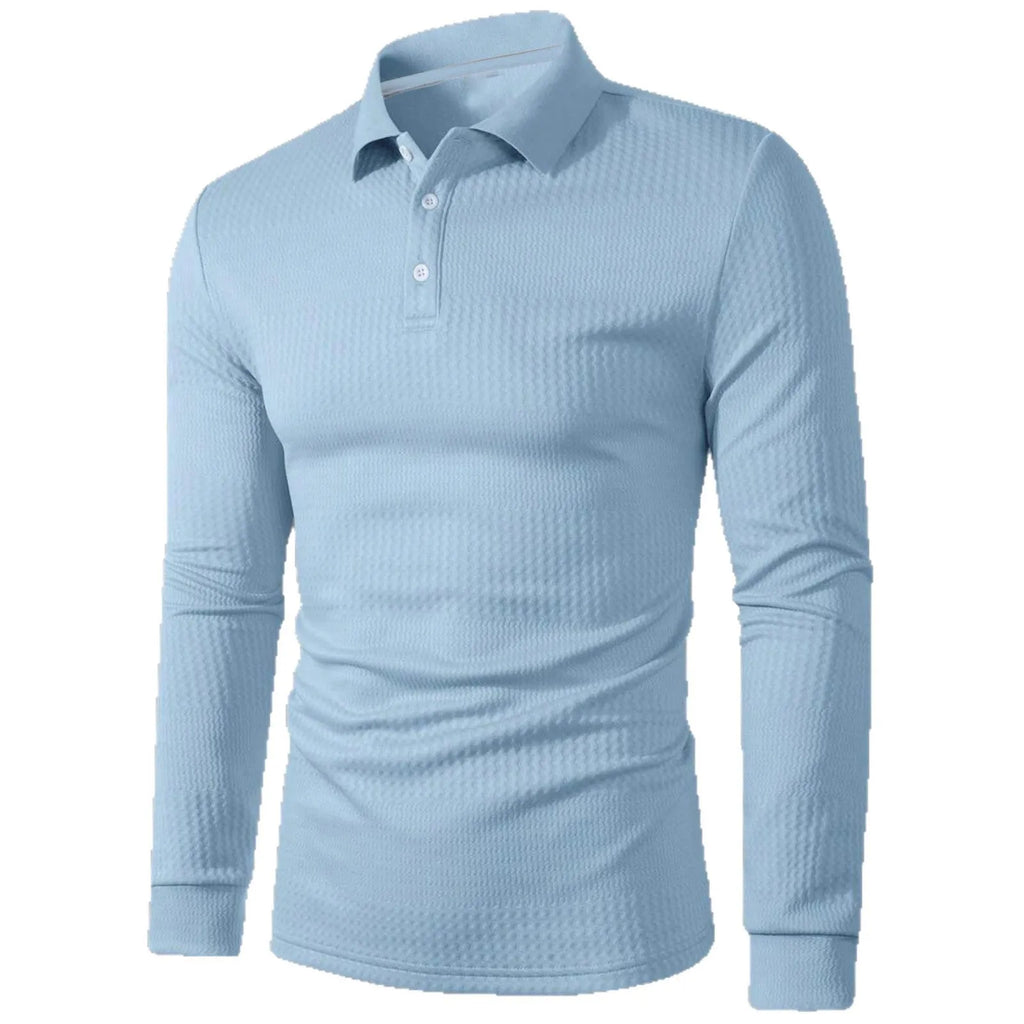 Men's solid colour long sleeve top in black, autumn fitness casual wear, polyester blend fabric