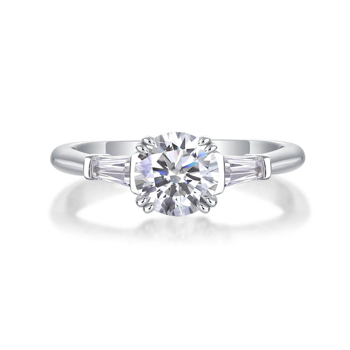Moissanite wedding ring set 1 carat S925 silver platinum plated in yellow gold, rose gold, and platinum finishes