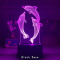 3D LED night light dolphin shape black crackle touch remote control USB powered