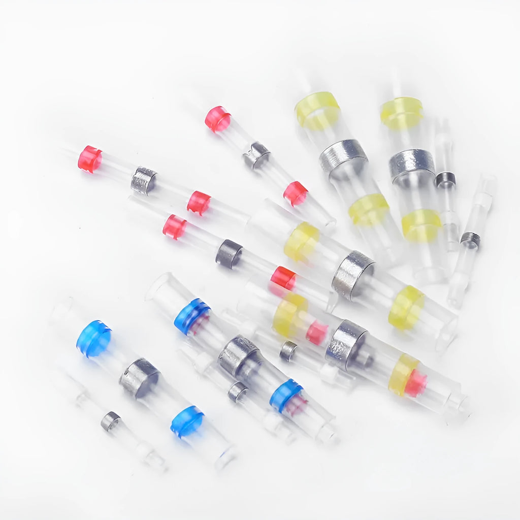 Heat shrink solder ring terminal connector in multiple colours for waterproof electrical connections