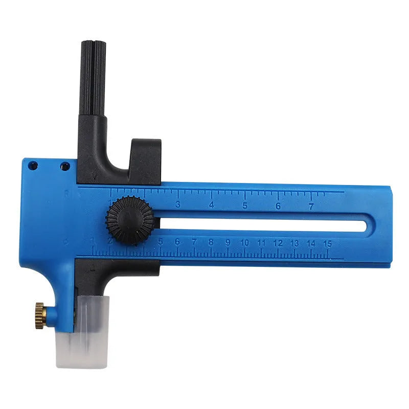 Circular knife craft scissors with compass rail for precision circle cutting in paper and fabric