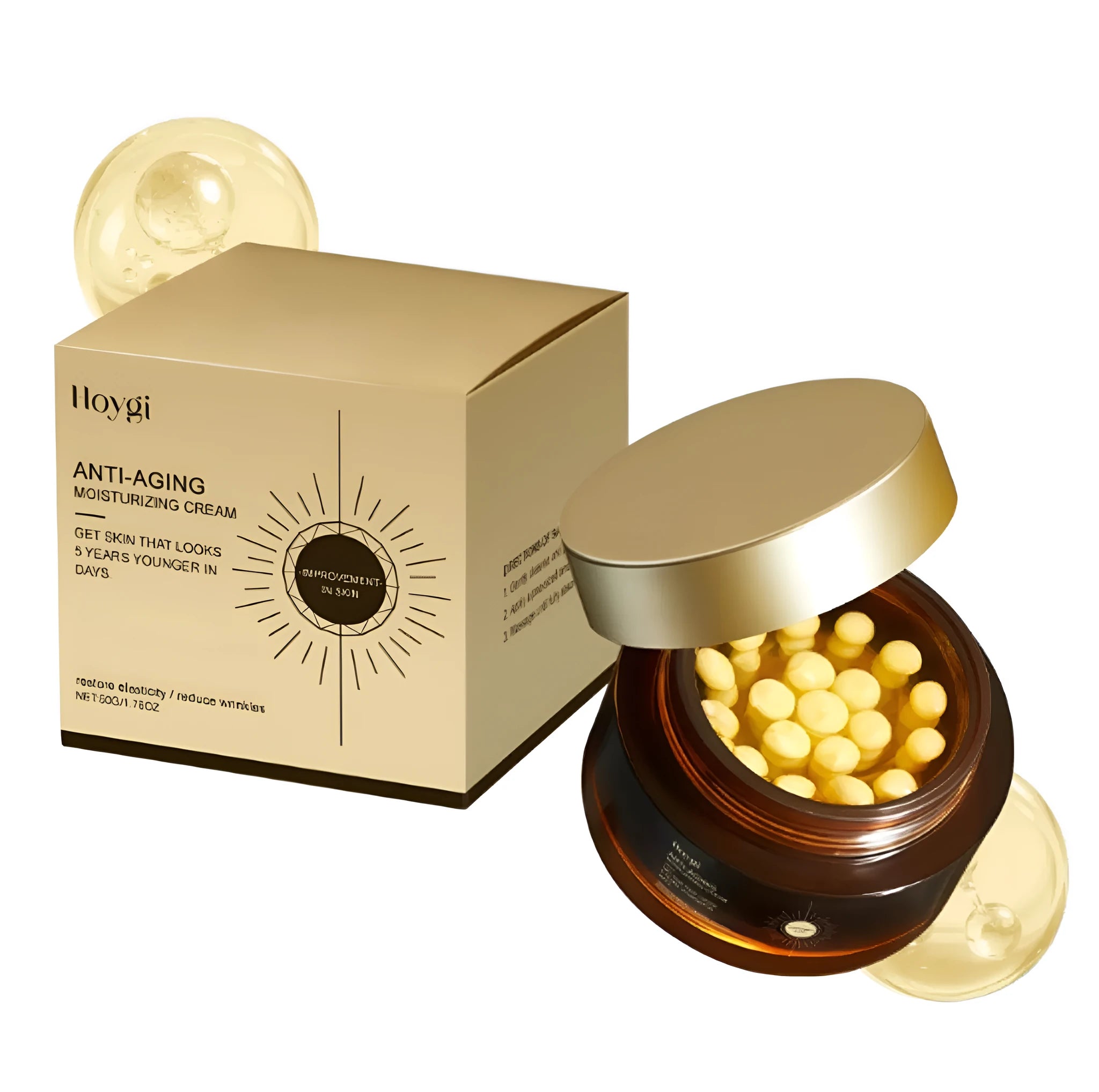Jar of 50g retinol capsule moisturising cream with collagen and hyaluronic acid.