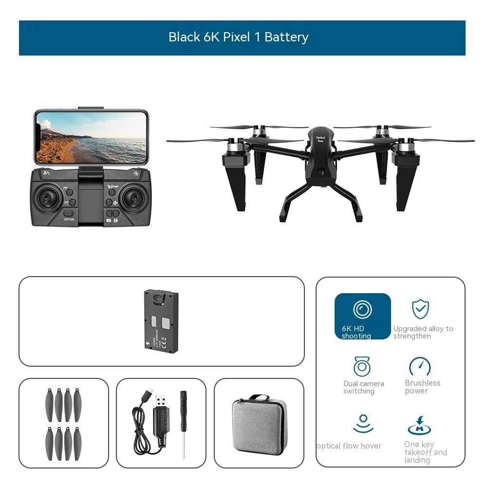 Alloy KS66 UAV drone with remote control and accessories including spare propellers and storage bag