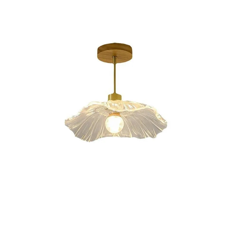 Japanese style log walnut colour brass ceiling lamp for entrance hallway with tricolour light function