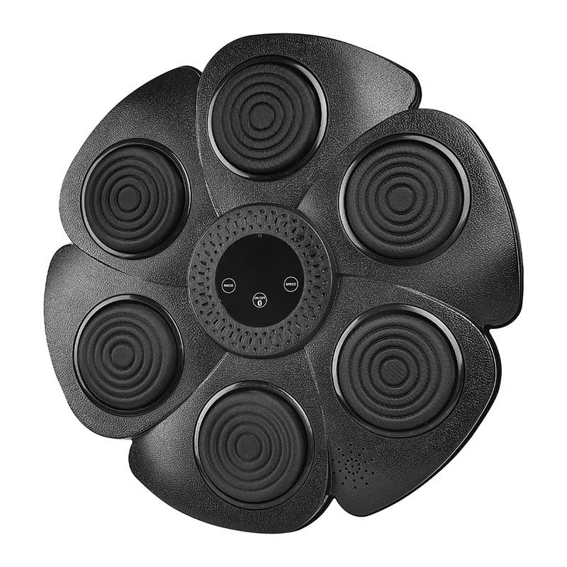 Black smart music boxing machine wall target with Bluetooth and LED lights, includes half-finger boxing gloves