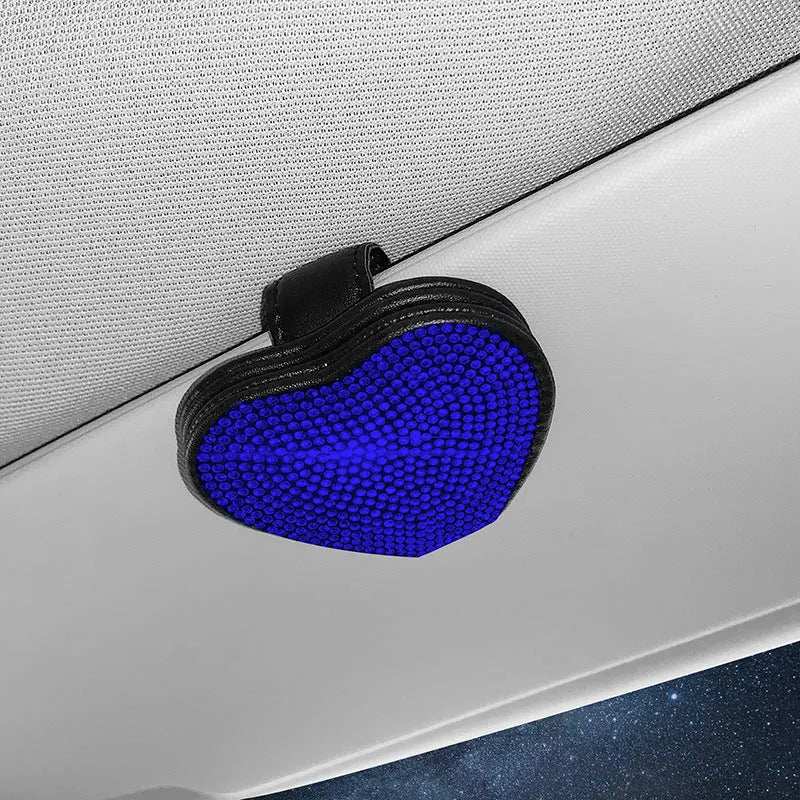 PU leather magnetic car sun visor clip for sunglasses and tickets in multiple colour options.