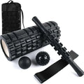 33cm black six-piece foam roller set with gear massage bar stick