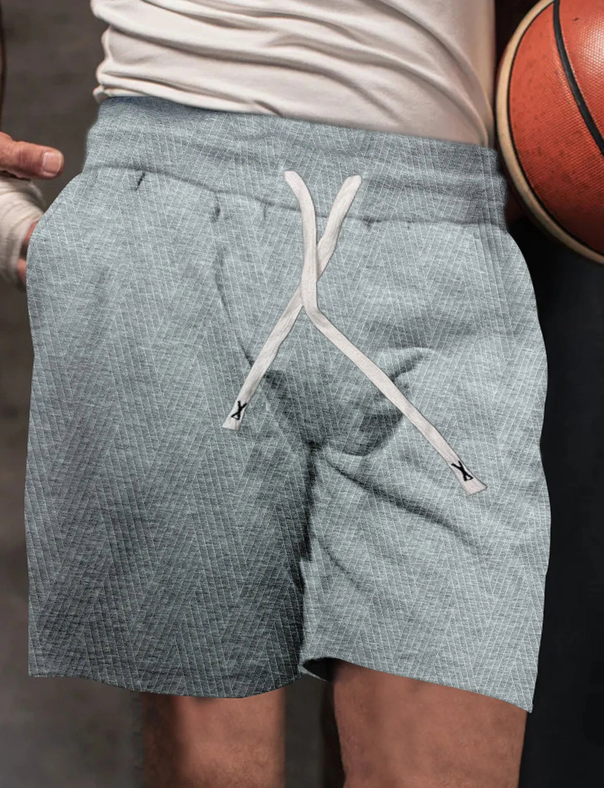 Men's drawstring loose brushed polyester casual sports shorts in five colours