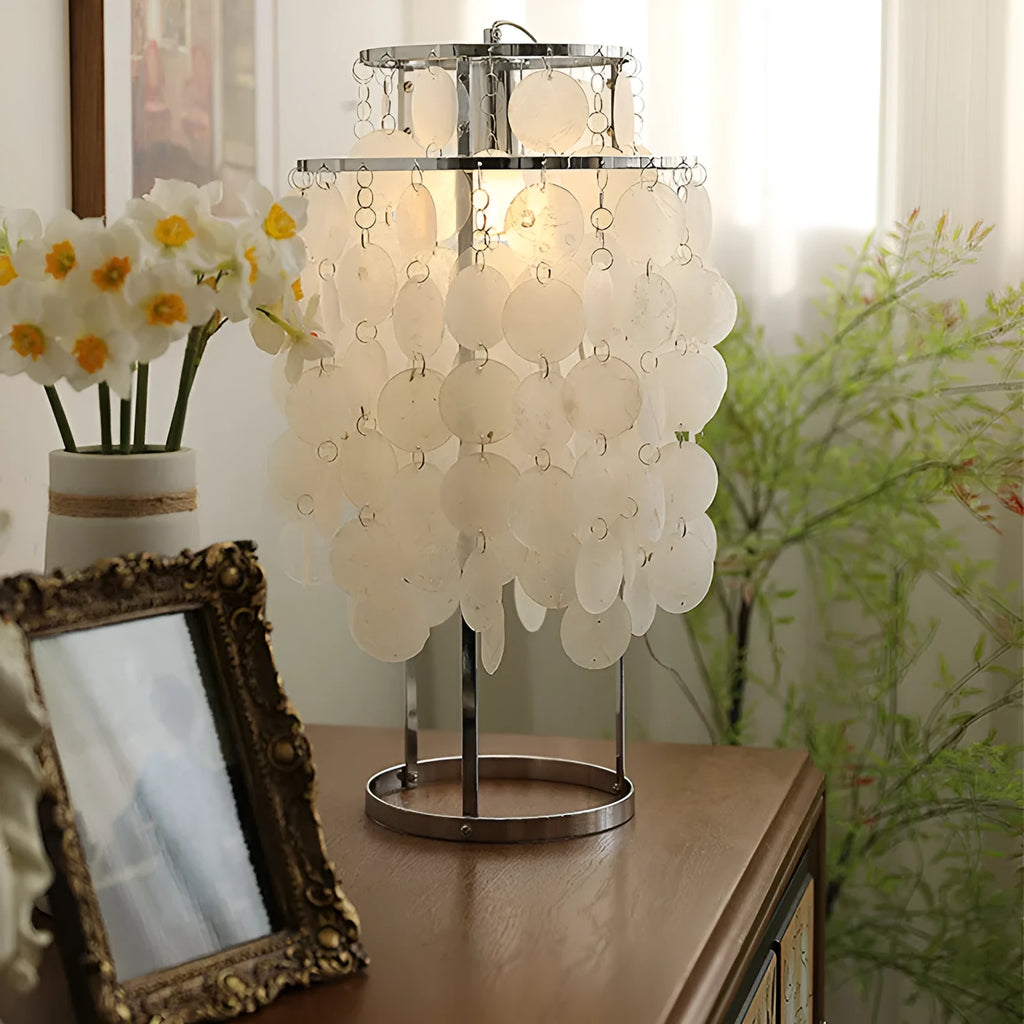 Modern creative shell design bedside table lamp in Chrome or Gold finish with 46cm height