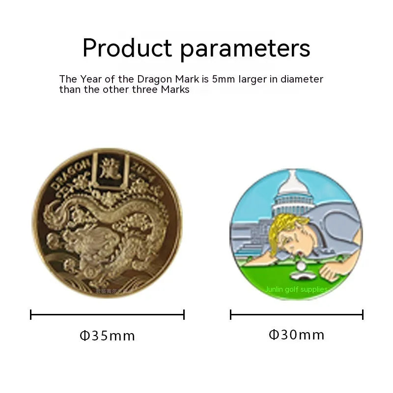 Zinc alloy golf hat clip with a detailed personalised metal craft design.