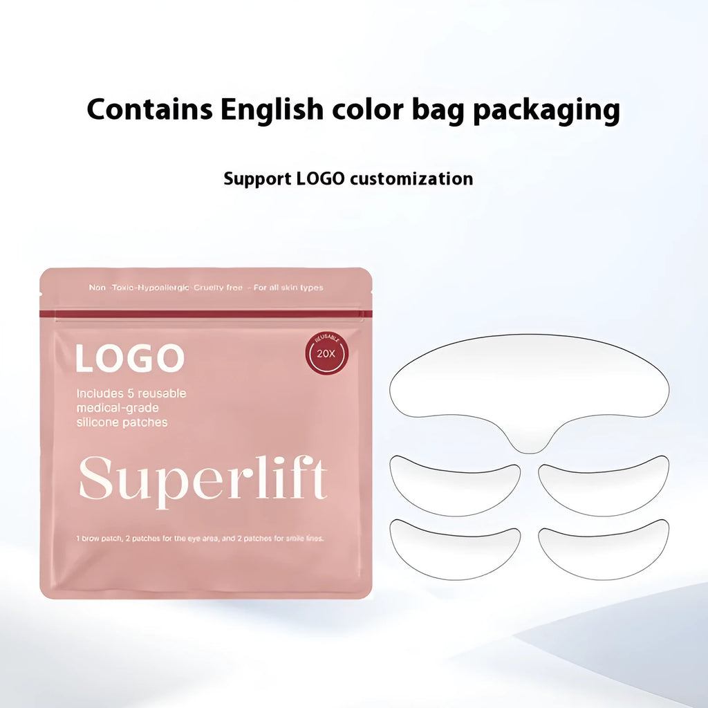 5-piece set of silicone anti-wrinkle face stickers for wrinkle removal and prevention