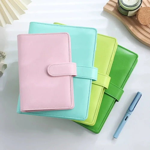 A5 PU leather loose-leaf notebook shell with zipper in solid colour options