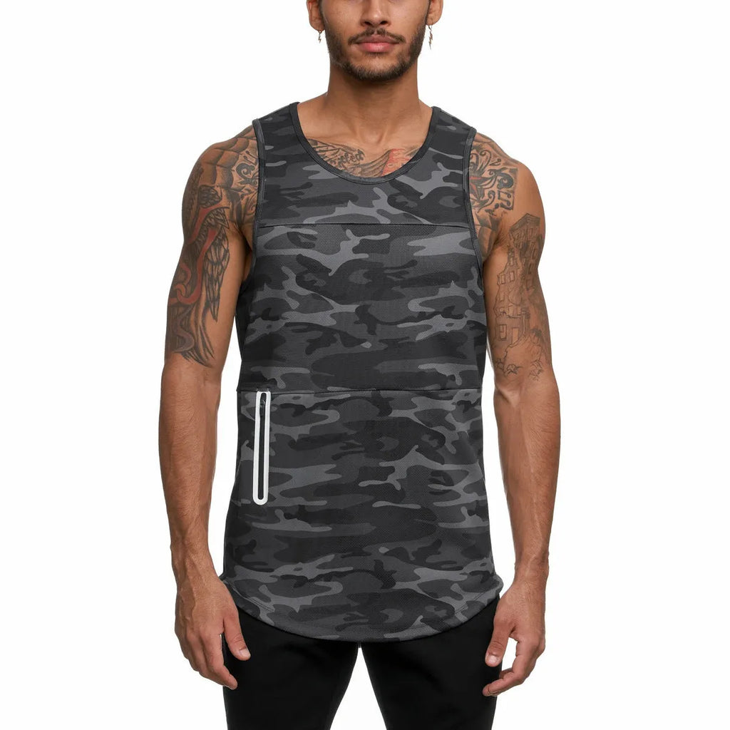 Men's quick-drying sports vest, cotton blend, sleeveless running top, five colours, sizes M-XXXL